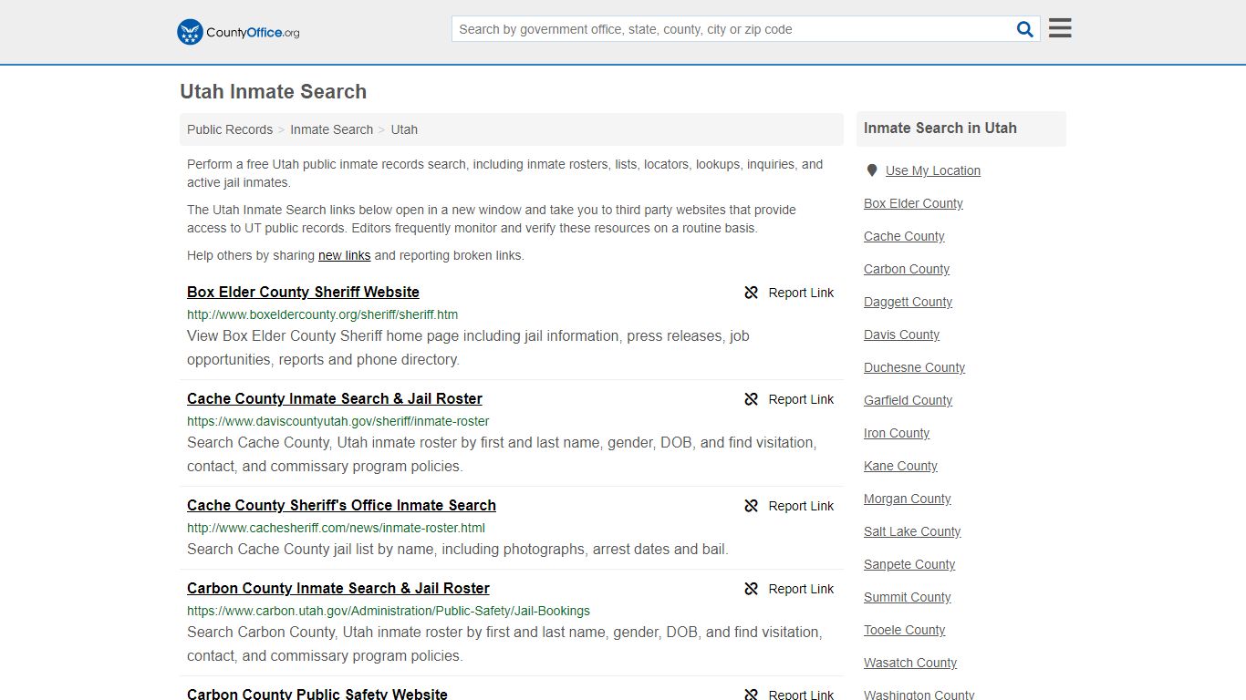 Inmate Search - Utah (Inmate Rosters & Locators) - County Office